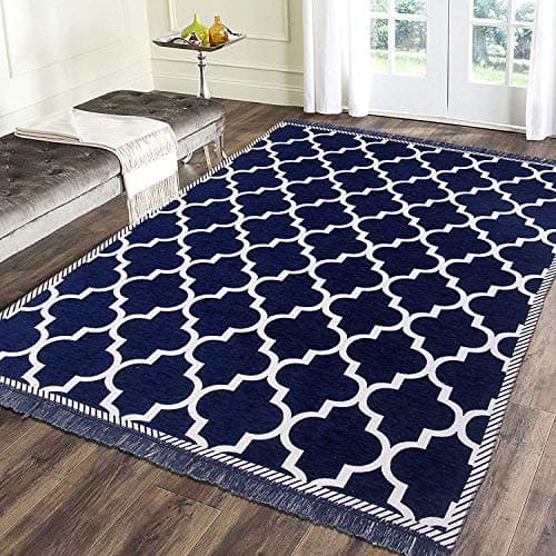 Sparrow World™ Premium Exclusive Chenille Living Room Carpet,Area Rug,Durries,BedCover II (Diamond-Blue)