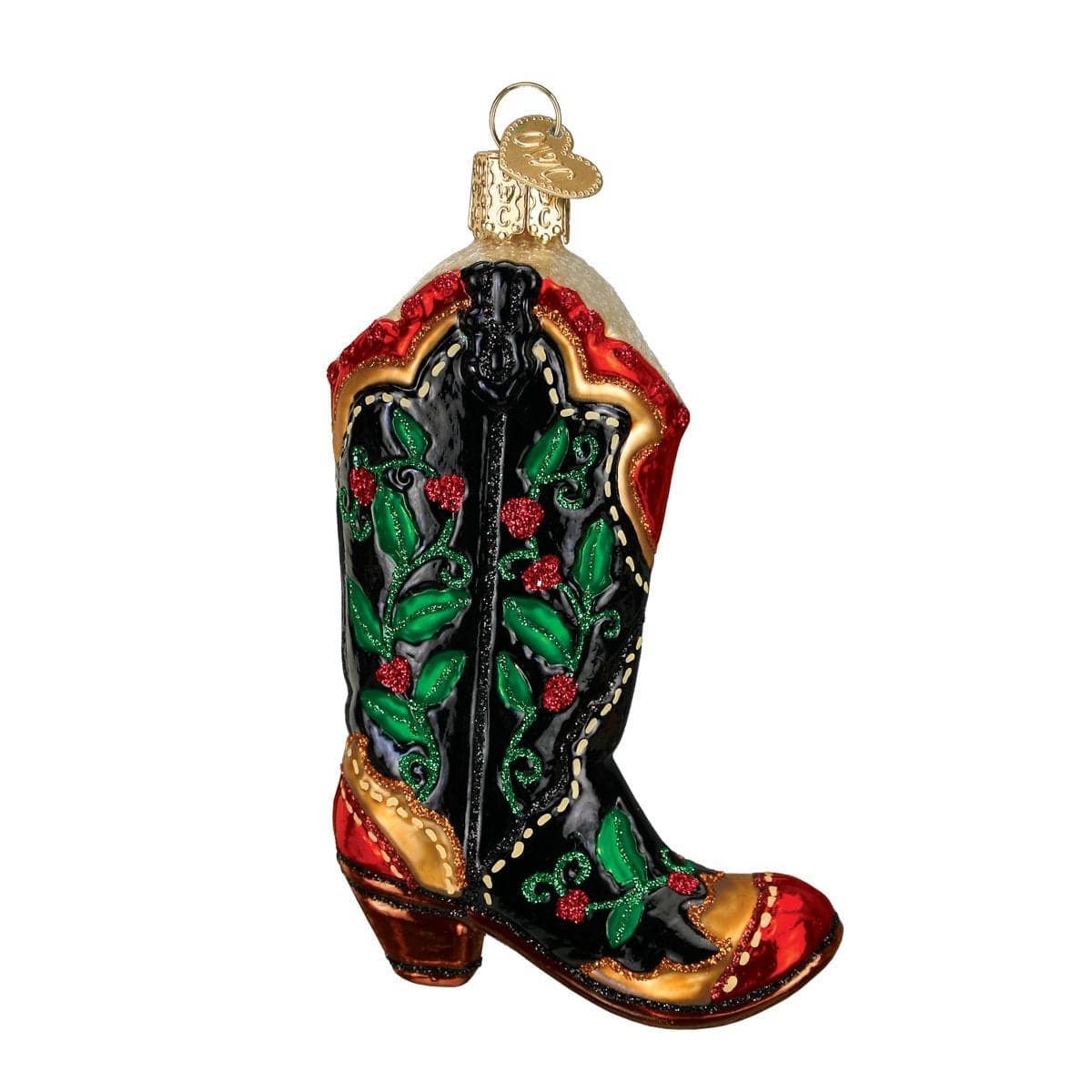 Old World Christmas Ornaments Cowboy Pioneer Collection Glass Blown Ornaments for Christmas Tree Holly Berry Cowboy Boot