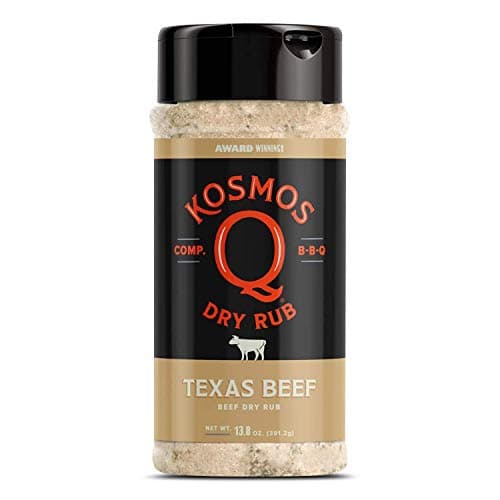 Kosmos Q Texas Beef Dry Rub, Steak Seasoning with Garlic, Onion, Lemon & Savory Spices for Steak, Beef Ribs, Brisket, Burgers, Chuck Roast, Dry Rub for Smoking & Grilling Meat, 13.8 Oz Shaker Bottle