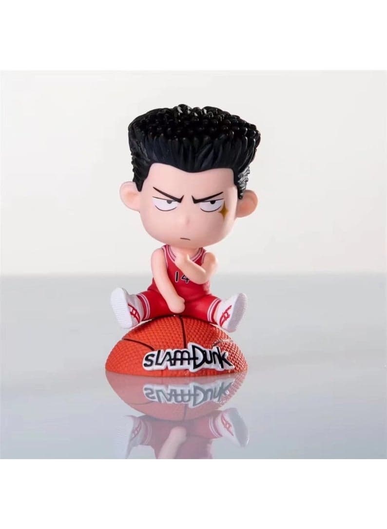 Slam Dunk! Adorable Chibi Mitsui Hisashi Sitting on Half Basketball Figure, Anime Collectible Ornament, Perfect Birthday Gift