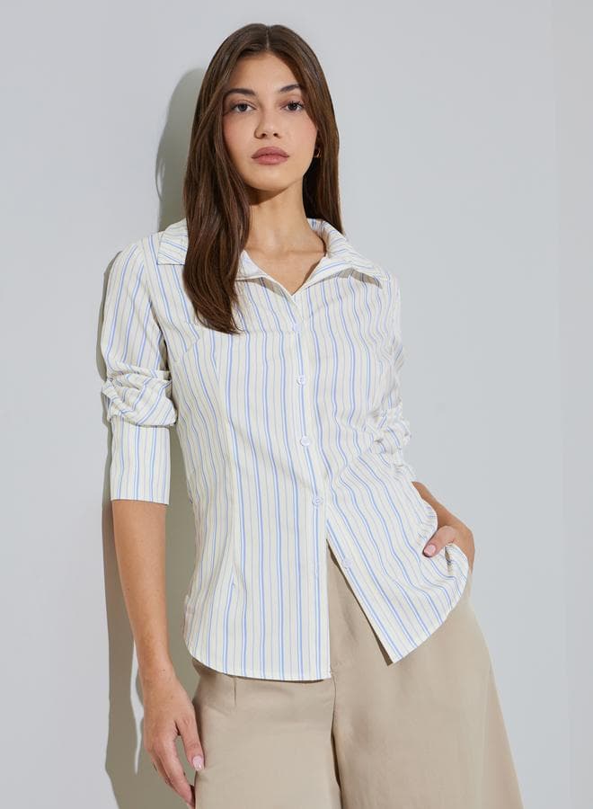 Light Yellow Striped Casual Shirt