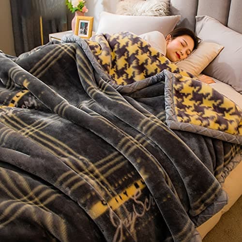 LGYKUMEG Heavy Blanket,Korean Mink Blanket 71"X87",Winter Fleece Plush Blankets,Silky Soft and Warm, 2 Ply Reversible Raschel Bed Blankets,Gray,180x220cm3kg