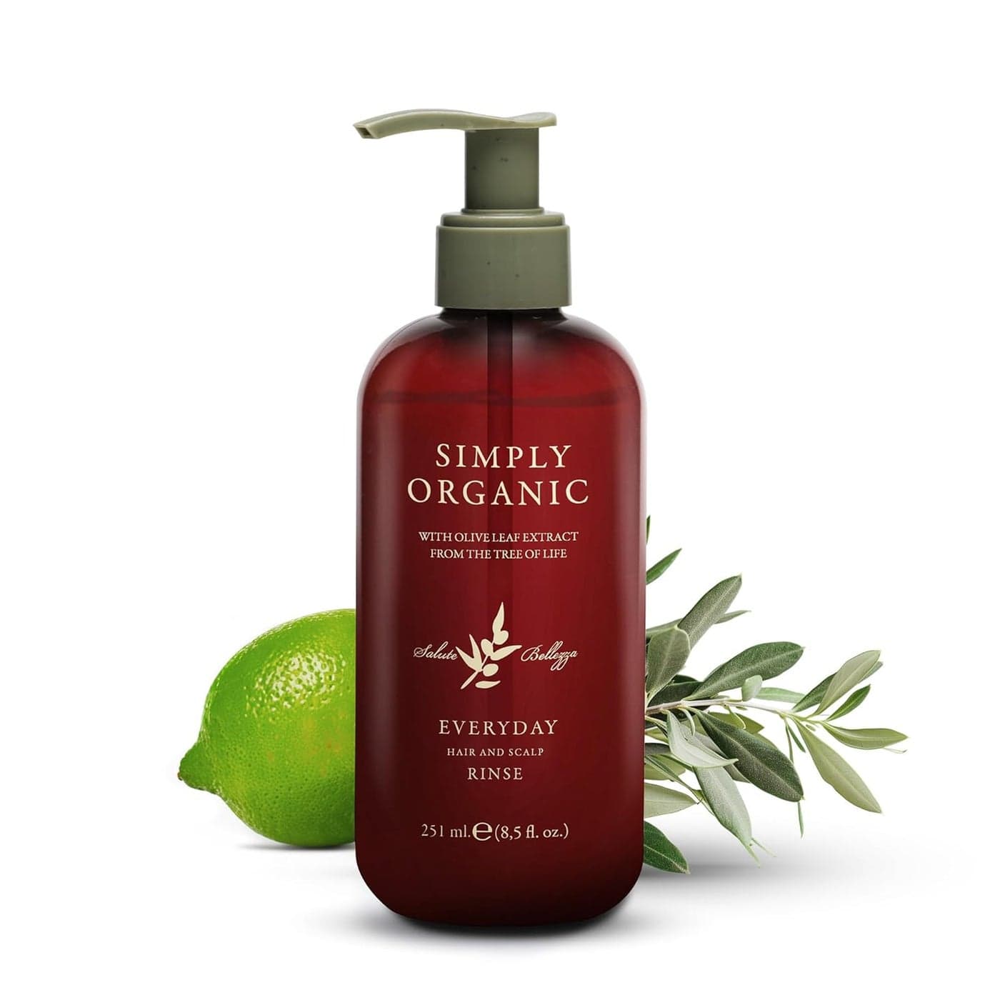 Hair & Scalp Rinse Daily Conditioner, Made in Italy, All Natural Cruelty Free Hair Care for Women & Men, Organic Olive Oil, Jojoba Oil, Spruce Tree Extract, PUMP NOT INCLUDED, 251ml/8.5floz, EVERYDAY