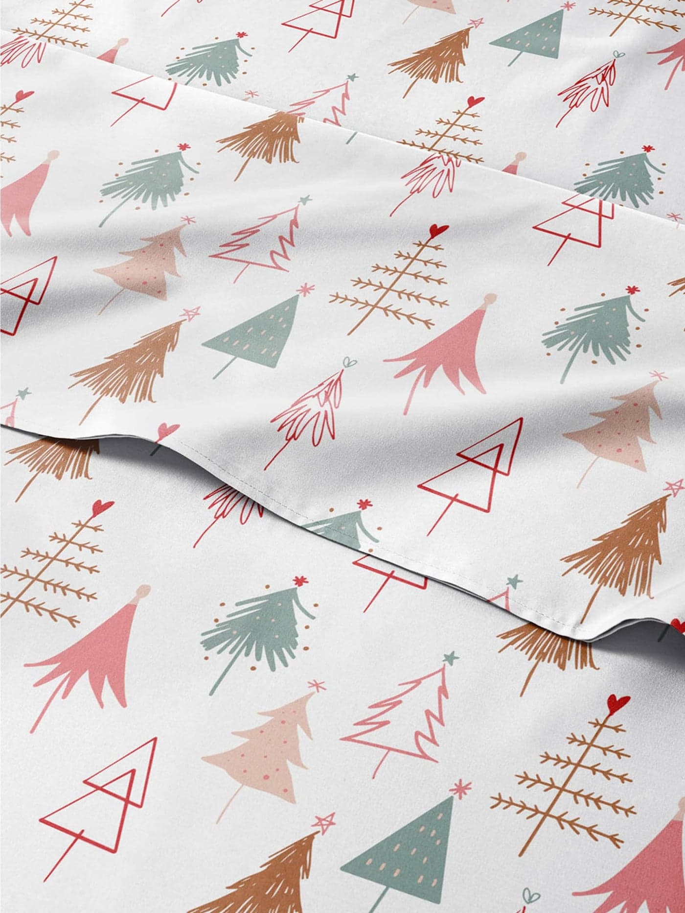 Queen Christmas Tree Sheet Set Holiday Xmas Pattern Bedding Set Deep Pockets Snug Fit 4 Piece Wrinkle Free Easy Care Comfy Festive Winter Holiday Sheets for Women Men Kids Teens