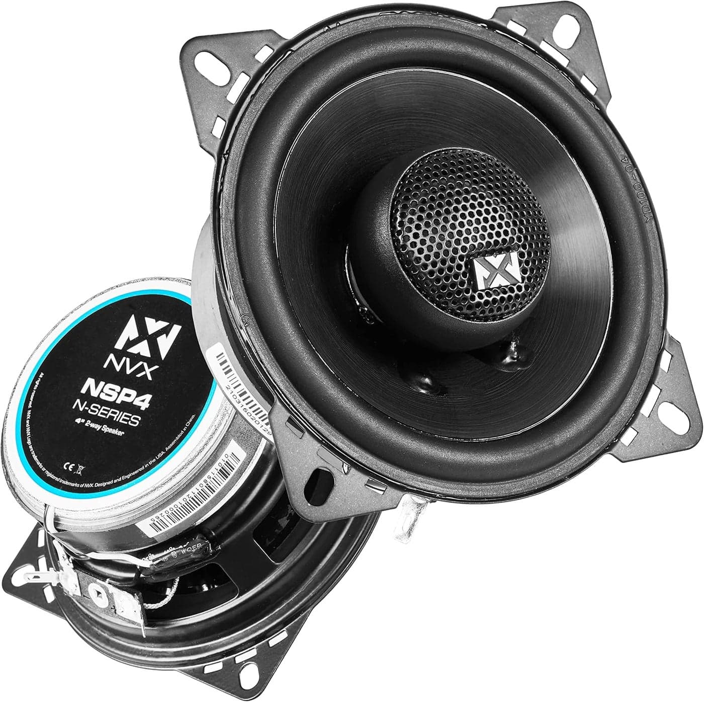 NVX NSP4 4" Car Speakers - 300W Max, 100W RMS, 2-Way Coaxial with Silk Dome Tweeters