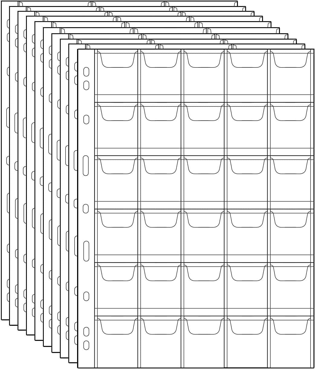 Lewano Coin Collecting Pages 30 Pockets Per Sheet (Pocket Size 3.5 * 3.5cm) Standard 9Hole Coin Pocket Inserts Collecting Sleeves for Coins (20 Sheet)