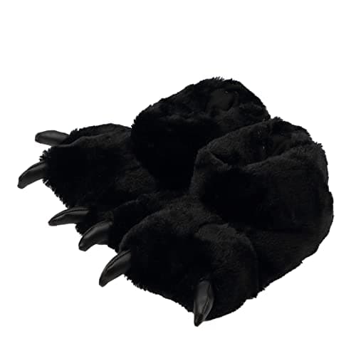 Aopuro Women Plush Animal Paw Slippers Funny Novelty Bear Claw Slippers Cozy Furry Warm Memory Foam Slippers Gifts for Halloween Christmas(Black L)