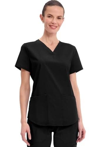 CHEROKEE Workwear Professionals Women Scrubs Top V-Neck WW665, XL, Black
