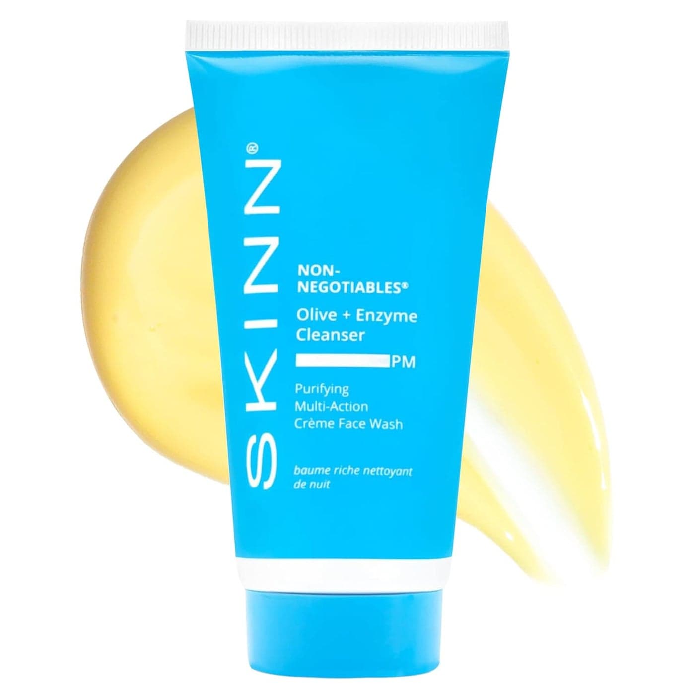 SKINN Daily Evening Face Wash MultiAction Cream Olive Enzyme Cleanser 4oz Facial Cream for Removing Makeup Impurities Dead Skin Cells