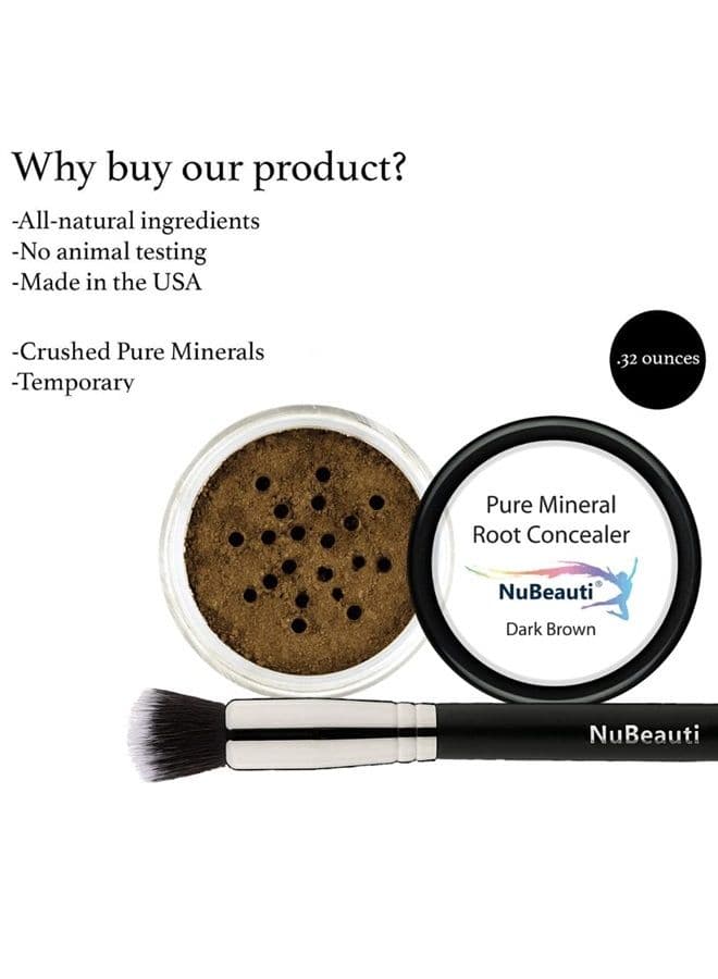 Hair Root Touch Up Powder – Root Cover Up Hair Powder – 11 True-to-Nature Root Concealer Shades – Zero Fragrance, Talc or Parabens – Hair Cover Hairline Powder by NuBeauti (With Brush, Dark Brown)