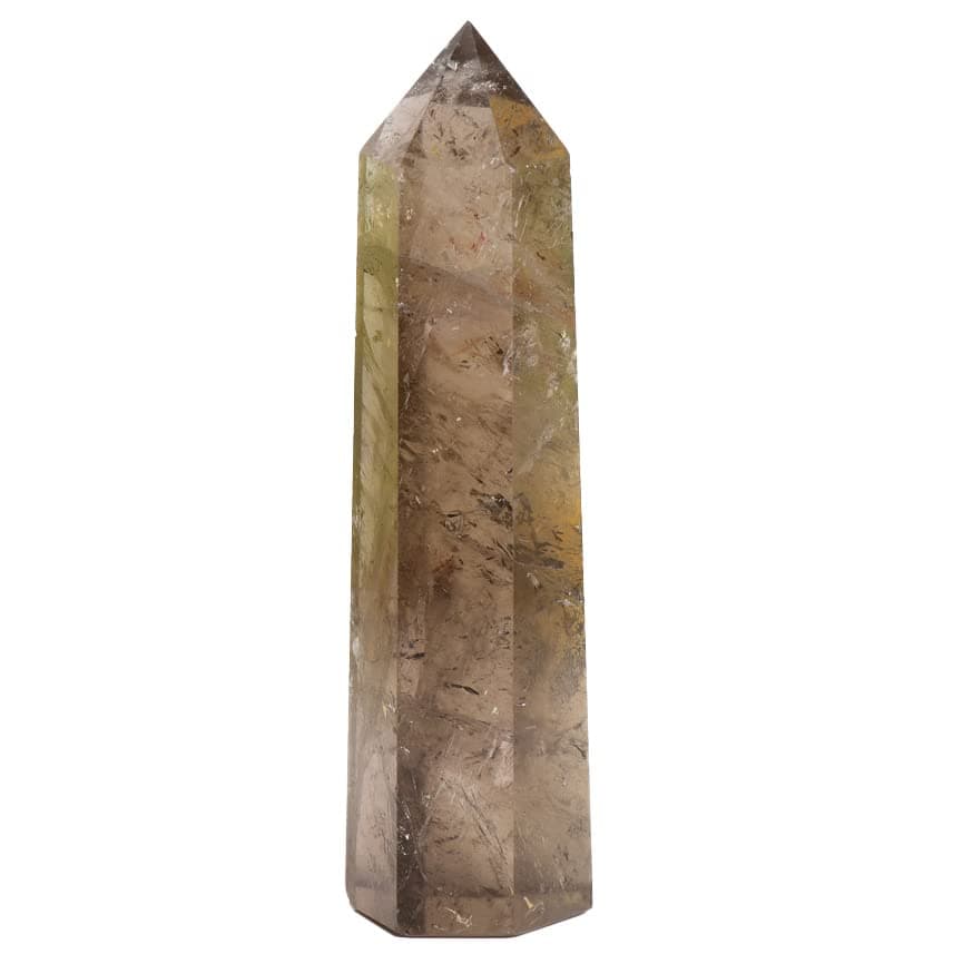 WUYOUSHI 1PCS Smoky Quartz Natural Crystal Towers 196275 Healing Crystal Wand 6 Faceted Chakra Reiki Meditation Therapy