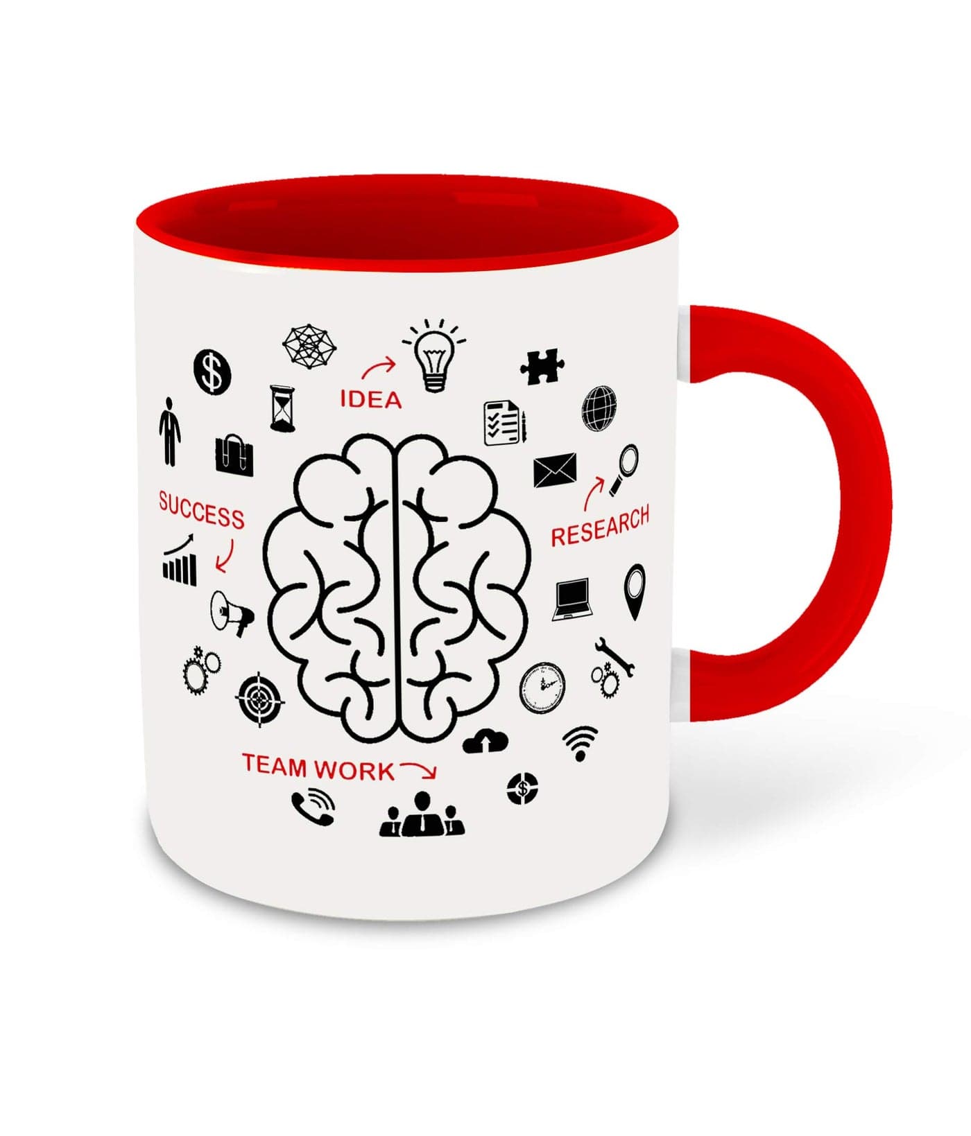 DecorVecor -Team Work Motivational Quotes Printed Red Inner Colour Ceramic Coffee Mug |Milk Cup (M4)