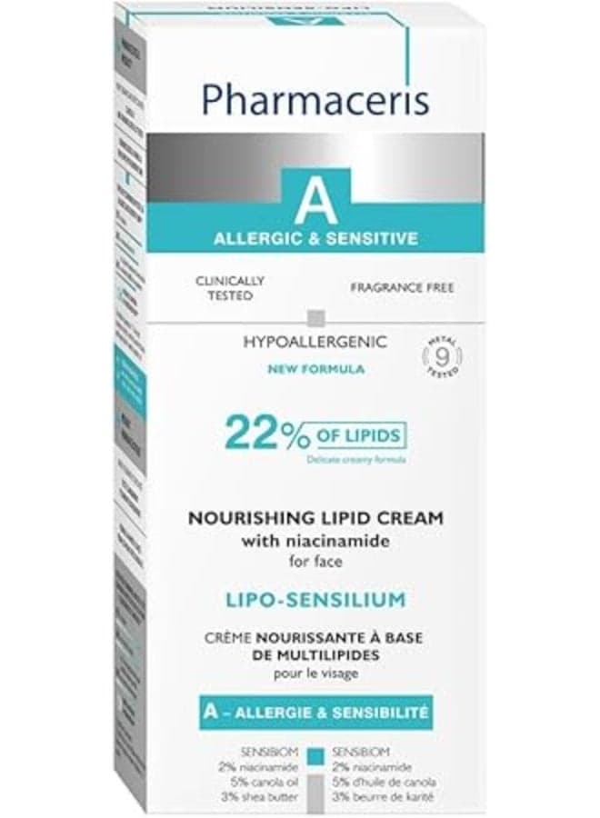 Pharmaceris A Lipo‑Sensilium Multi‑Lipid Nourishing Cream, 50 Ml – With 8.5 % Dermo‑Lipids Hyaluronic Acid Vegetable Waxes For Hypersensitive & Irritated Skin