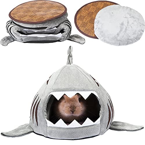 Jetec Shark Guinea Pig Bed Hideout Guinea Pig Animals Bed House Warm Small Hamster Nest Sleeping Mat Cushions Dutch Hamster Hedgehog Rat Chinchilla(Gray)