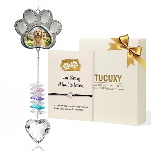 Dog Memorial Gifts for Loss of Dog, Personalized Pet Memorial Crystal Suncatcher with Photo, Pet Loss, Loss of Dog Sympathy Gifts, Dogs and Cat Remembrance Bereavement Passing Away Keepsake