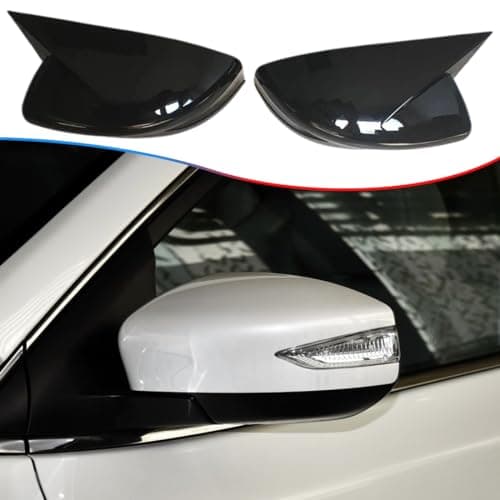 MUXEE 2PCS New Sports Rear Mirror Cover Caps for Nissan sentra 2013-2019/Altima Sedan 2013-2018 ABS Side Door Wing Mirror Cap Covers Exterior car Accessories -Bright Black