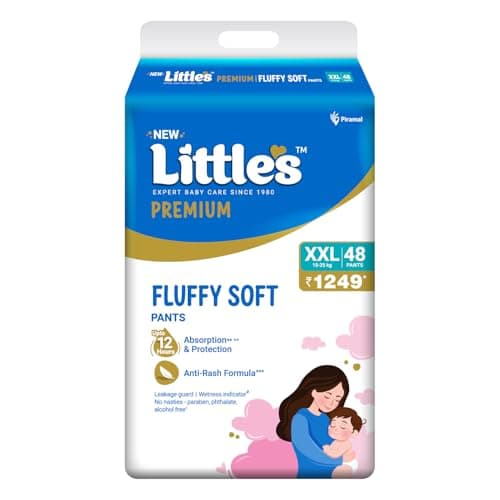 Little's Baby Diapers XXL Size | Pants Style | 15-25 kg | 48 Count - Pack of 1 | Super Jumbo Baby Diaper with Leakage Guard, Wetness Indicator & 12 Hours Absorption