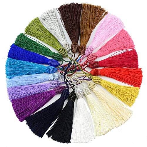 20pcs 15.5cm/6 Inch Tassel Silky Floss Bookmark Tassels with 2Inch Cord Loop Mixed Color Tassels for Crafts Bookmarks Jewelry Making Souvenir DIY Craft Accessory