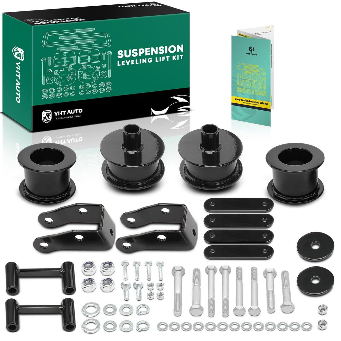 YHTAUTO 3 inch Front and 3 inch Rear Leveling Lift Kit Compatible with 20072018 Jeep Wrangler JK RWD4WD Strut Spacers with Shock Extenders Suspension Leveling Kit wHardware Kit