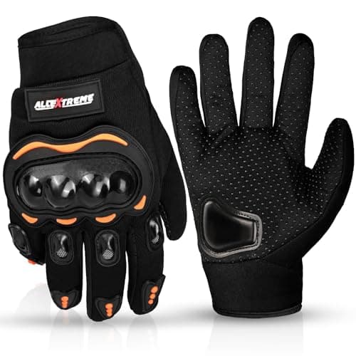 Allextreme Probiker Protective Full Finger Gloves Abrasion Resistant Breathable Bike Riding Glove for Motorcycle Bike Cycling Climbing Mountaineering Hiking (M, Black & Orange)