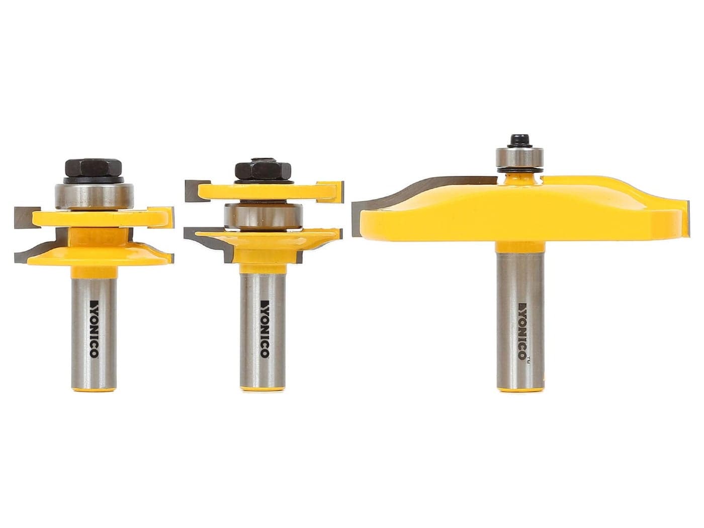 YONICO Raised Panel Cabinet Door Rail and Stile Router Bits Set 3 Bit Ogee 1/2-Inch Shank 12337
