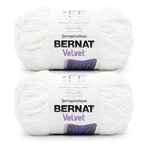 Bernat Velvet White Yarn - Pack of 2 10.5oz/300g - Polyester - #5 Bulky - 315 Yards - Knitting & Crochet