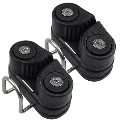RANDDER Cam Cleats with Wire Flaired Leading Ring, Nylon Cammatic Cleats for Rope 3mm-15mm, Marine Boat Kayak Equipment Fast Entry (Black, One Size(Pack of 2))