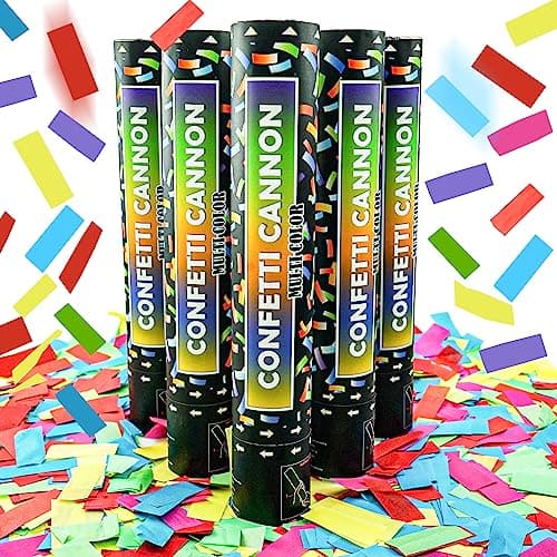 12 Inch Confetti Cannon Multicolor Confetti Popper Party Shooter for Wedding Birthday Graduation Celebration 5 Pack Biodegradable Confetti Shooter Launches 2026 ft