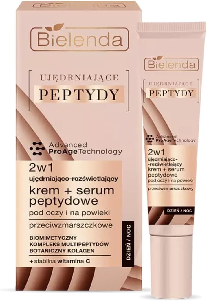 Bielenda Firming Peptides 2in1 Firming and brightening Anti Wrinkle Cream Peptide Serum Under Eyes and Eyelids 15ml