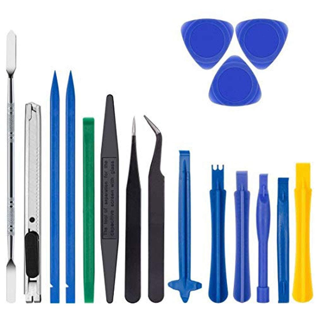 DIY Crafts 18 in 1 Professional Opening Pry Tool Repair Kit with Non Abrasive Nylon Spudgers and Pack of 2 Anti Static Tweezers Pack Of 3 Pcs Opening Pry Tool Repair Kit