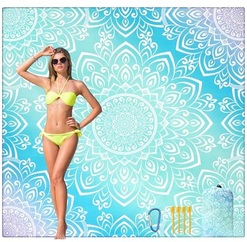 HIHOHO Beach Blanket Waterproof Sandproof Beach Mat for 18 Adults Quick Drying Durable Outdoor Picnic Mat for Beach Festival Travel Camping Hiking Gradiant BLMandarin 79834 Person