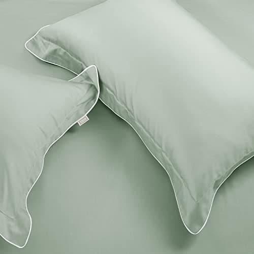 SPREAD SPAIN Italian Cotton 500 Thread Count King Size Pillowcases Super Soft and Breathable Envelope Closure Pillow Cases 22" x 34" Inches Mint
