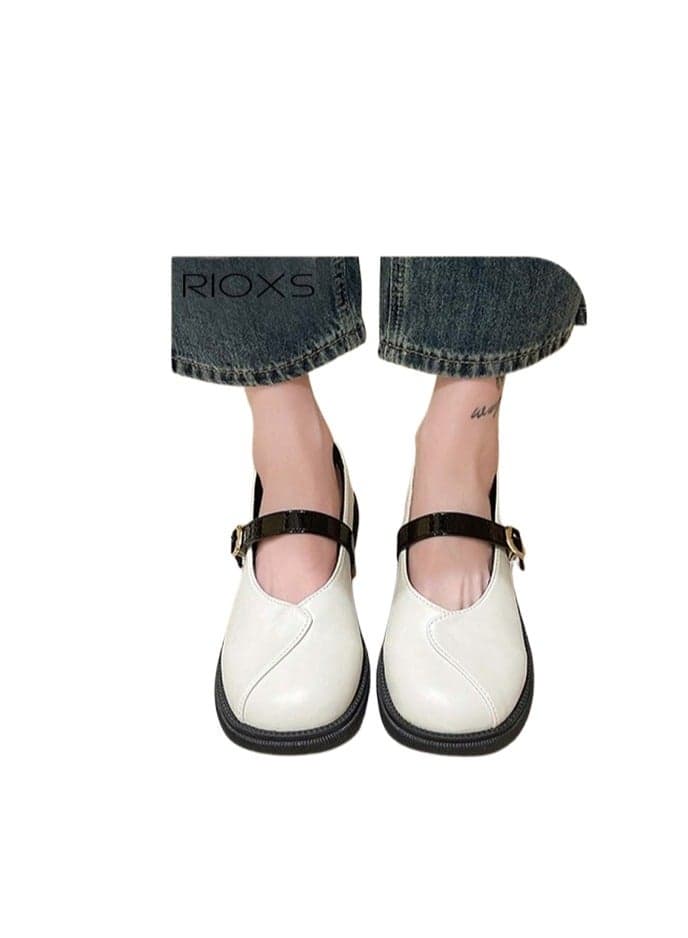 Women's Flat Loafer, Classic Mary Jane Shoes, Ladies Oxford Flats, Comfort Round Toe Mary Jane Loafer, Ankle Strap Ballet Flats for Women, Casual Slip On Flats, Non-Slip Dressy Work Shoes, White Loafers