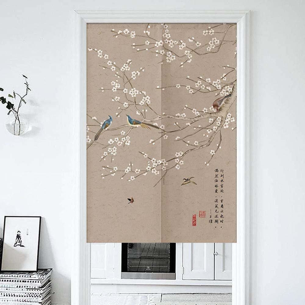 MYRU Japanese Curtain Noren Entrance Feng Shui Door Curtain Flower 335 Inches x 59 Inches