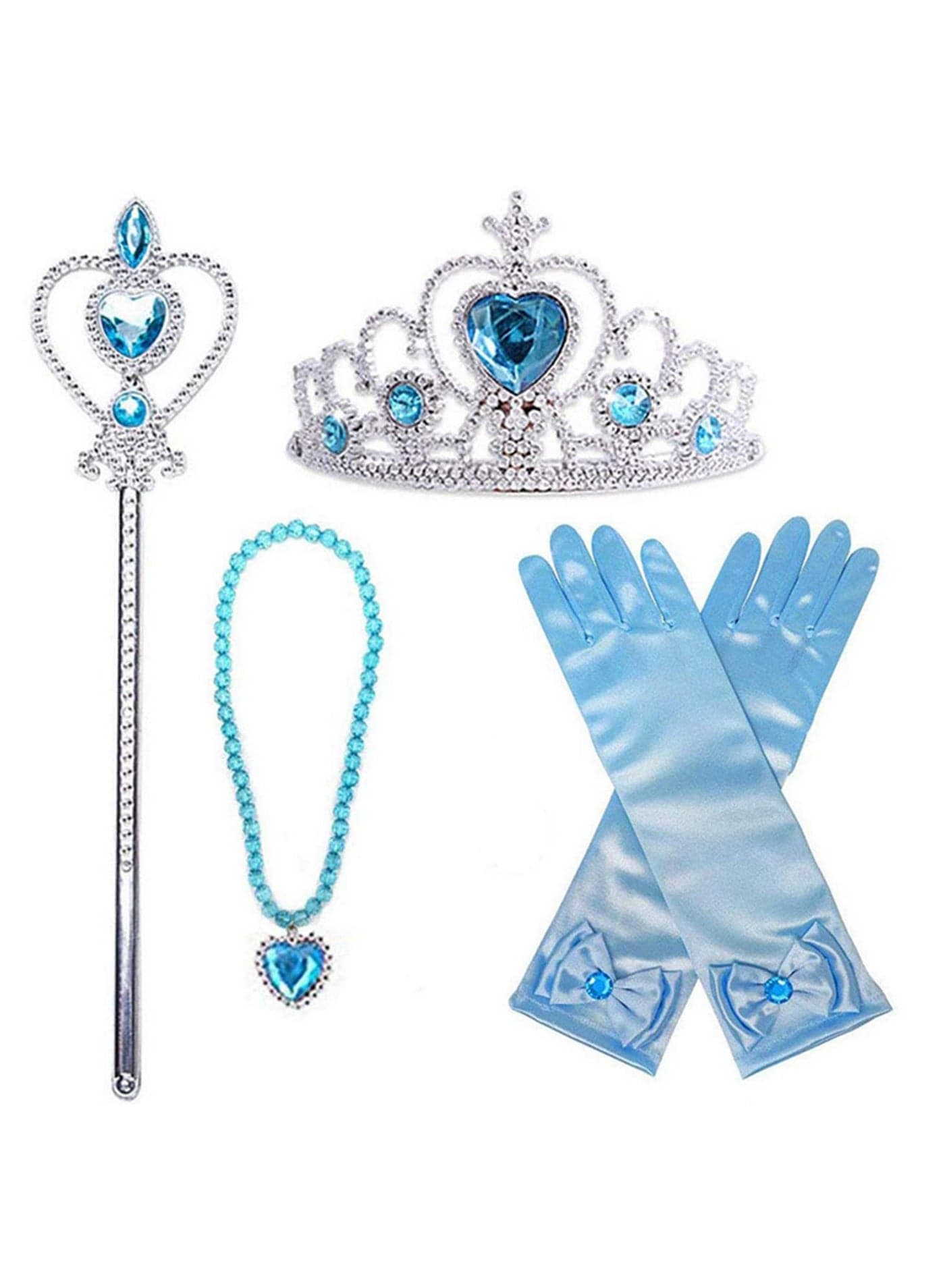 Elsa Cosplay Crown Tiara Hair Accessory with Magic Wand and Hair Claw Clip for Kids Princess Costume Cinderella Dress Up Party Favors
