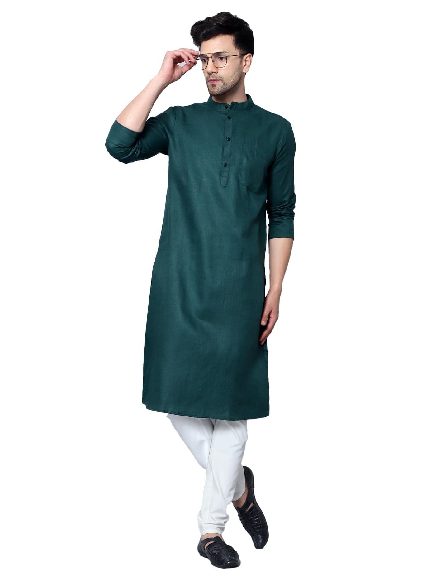 LATEST CHIKAN Men's Cotton Blend Regular Solid Kurta Pyjama Set - Casual Ethnic Set -KP-MGK-BGR-46