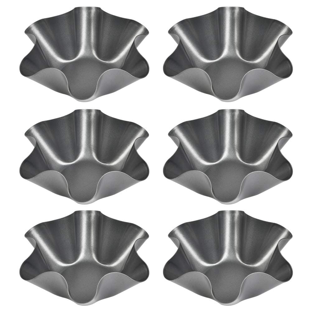 FOCCTS 6 Pack Taco Salad Shell Mold NonStick Taco Bowl Shell Maker Extra Thick Steel Tortilla Shell Maker 6 inch Carbon Steel Taco Salad Bowl Maker for Kitchen