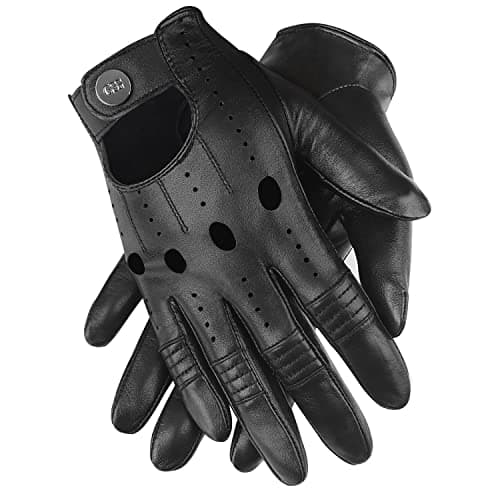 GSG Men Leather Gloves Black Driving Cycling Touchscreen Motorcycle Unlined Gloves 11