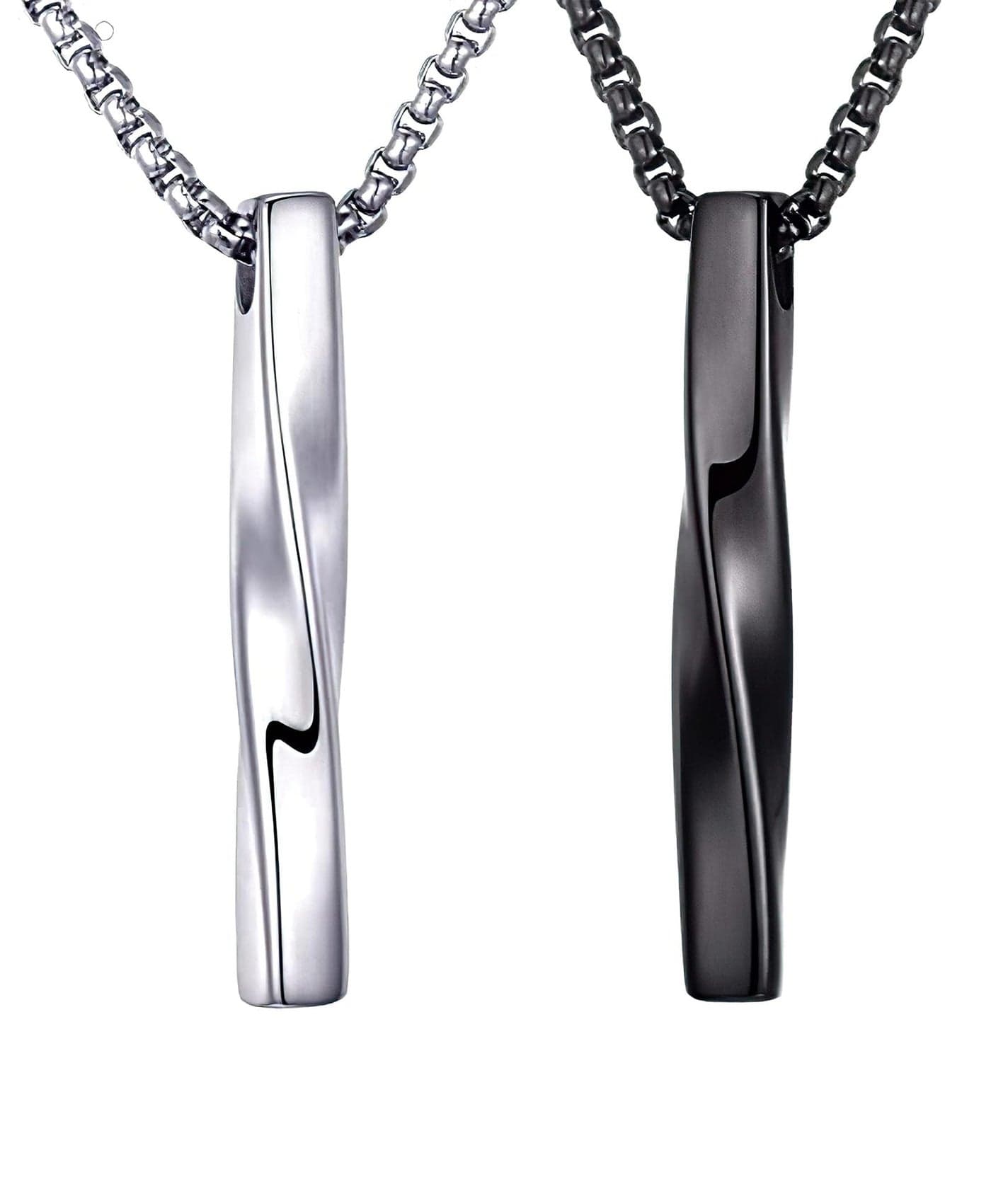 Zbdroxygen 2pcs Pendant for Men, Chain for Manpendant for Men, Locket for Men Stylish, Fashion Accessories for Man and Boys, Gift for Birthday, Christmas, Anniversary, 60cm Length, Black and Silver
