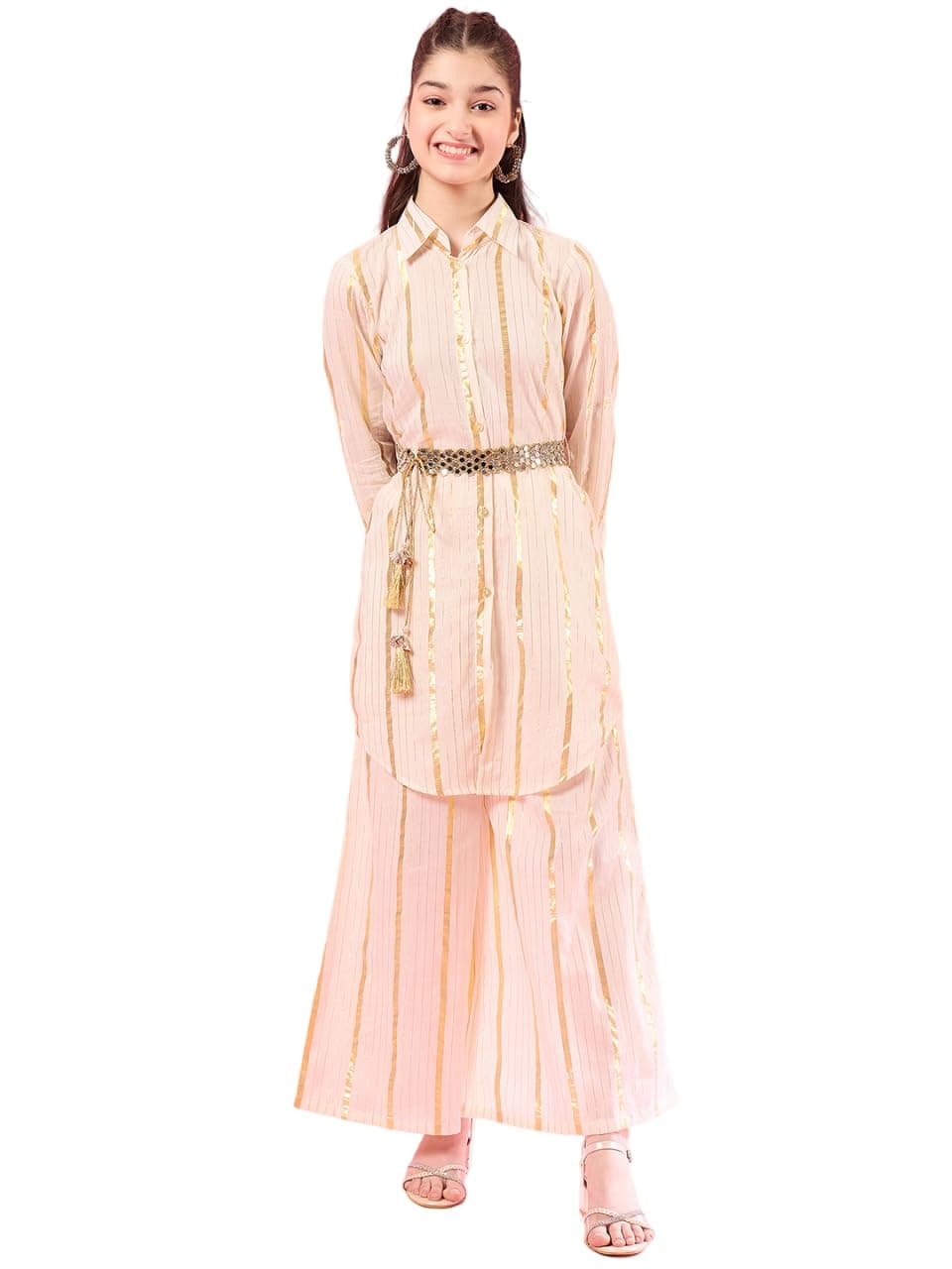 Pspeaches Girls Striped Palazzos(15-16Years) Off-White