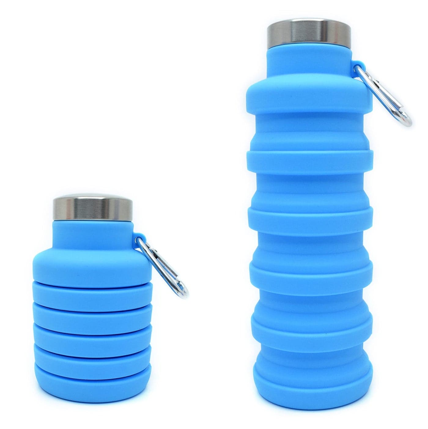 HAWKISTER Flexible Collapsible Silicone Sports, Trekking, Cycling, Gym, School Water Bottle Expandable And Foldable With Snap Hook, Blue (1 Unit)