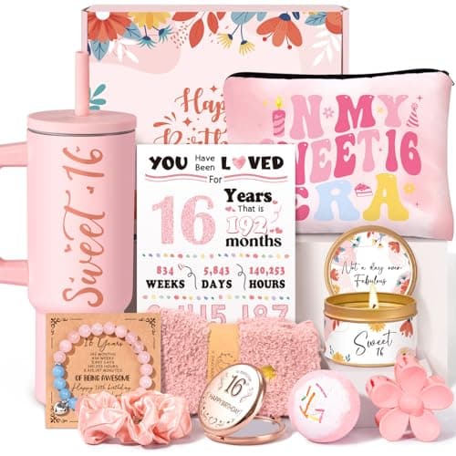 Sweet 16 Gifts for Girls, 16th Birthday Gifts for Girls, Best Presents for 16 Year Old Girl Teen, 16th Birthday Decorations Teen Girl Trendy Stuff - 11 Pcs Unique Sweet Sixteen Gift for Daughter Niece