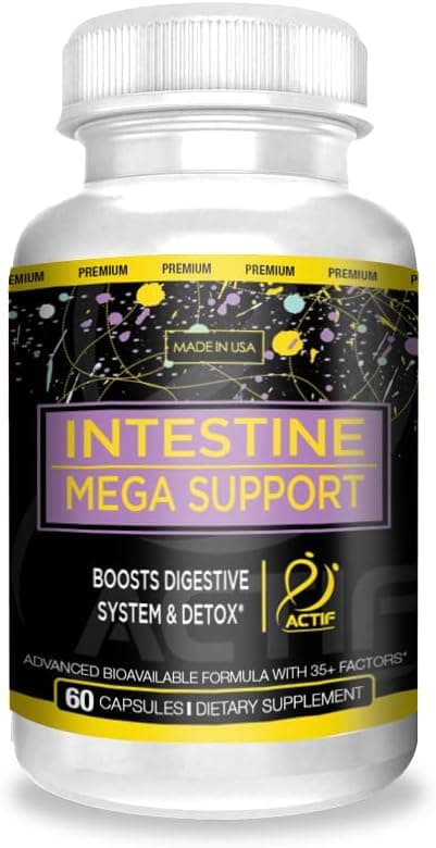 Actif Intestine Mega Support Maximum Strength Energy Boost Gut Health Supports Digestion Detox Cleansing