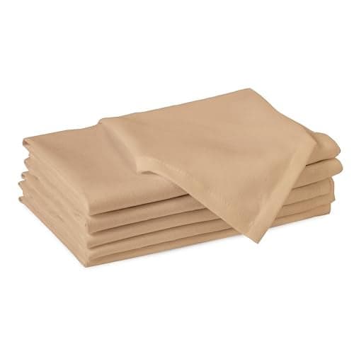 Encasa XO Cotton Napkins for Dining Table | Set of 6, Size 43x43 cm | Machine Washable Reusable Table Napkin, Soft & Absorbent, Elegant Table Decor for Kitchen, Hotels, Party - Light Beige