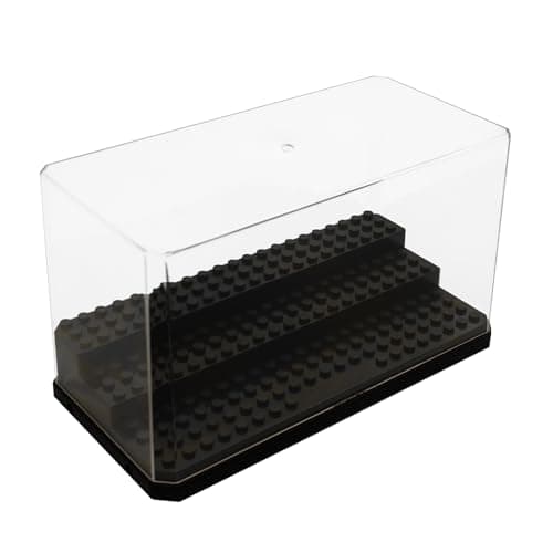 Minifigure Display Case for Action Figures Blocks, Dustproof Acrylic Display Box Storage with 3 Movable Steps for Collection Models Minifigures, Bricks Blocks Toys