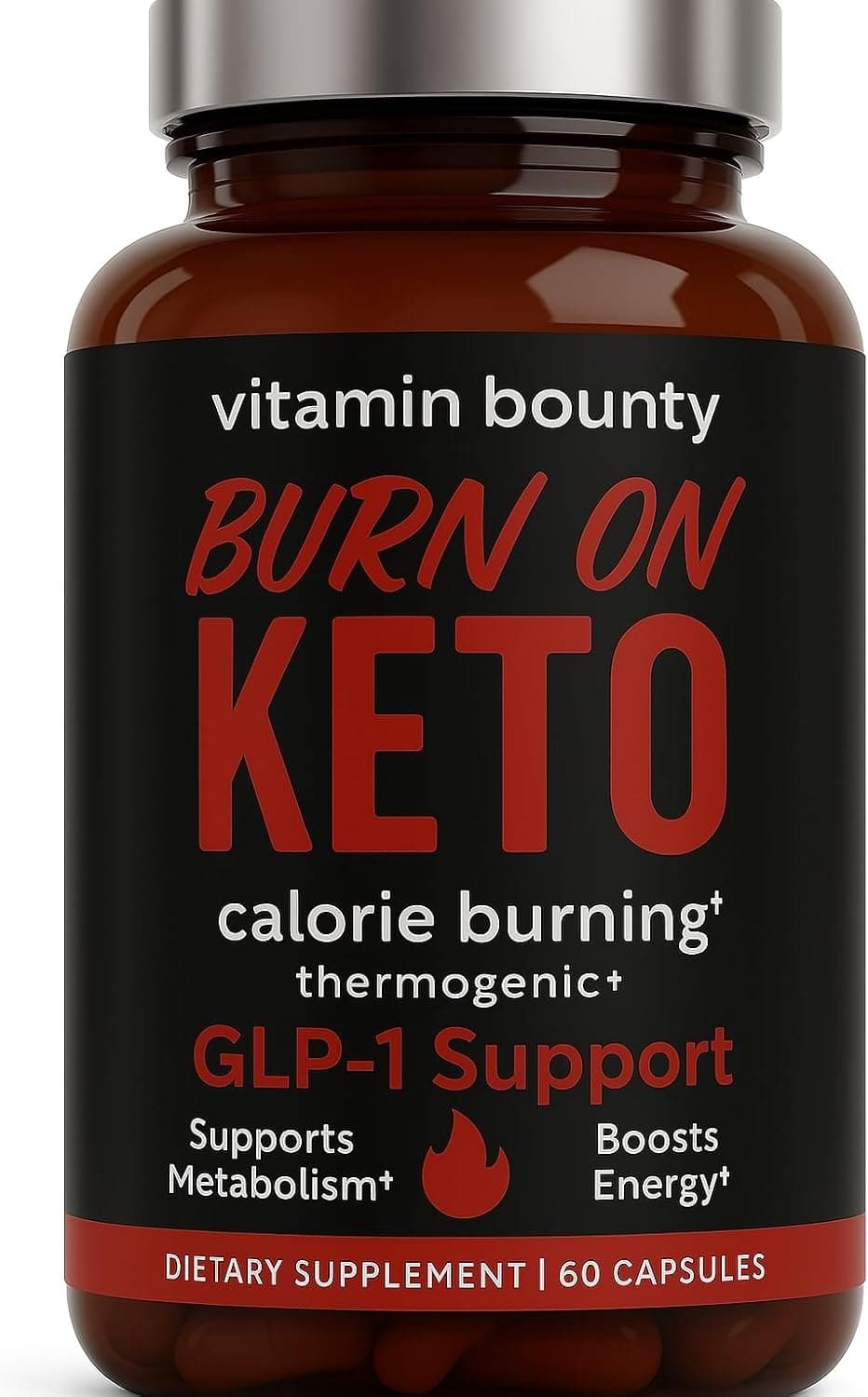 Vitamin Bounty Burn On Thermogenic Keto Fat Burner for Men Women Weight Loss Supplement with Raspberry Ketones Metabolism Booster Energy Pills Appetite Suppressant 60 Capsules