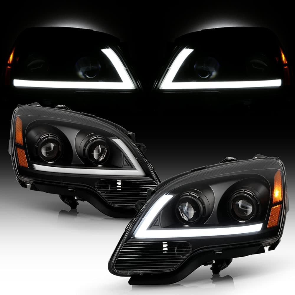ACANII For Halogen Model 20072012 GMC Acadia Black LED Tube Projector Headlights Headlamps Pair Set LeftRight