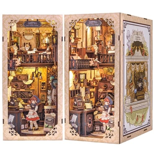 Fsolis Book Nook Kit DIY Miniature Dollhouse Kit for Adults Bookshelf Decor Birthday for Women Teens Craft Lovers Grandpas Antiques Store