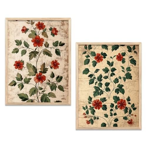 Kotart Floral Traditional Indian Art Home Decoration Wall Painting Madhubani Art With Frame For Living Room Bed Room Hotel Wall Decor Digital Reprint Engineered Wood Set of 2 (Art 5, 10x13 inch, Framed)