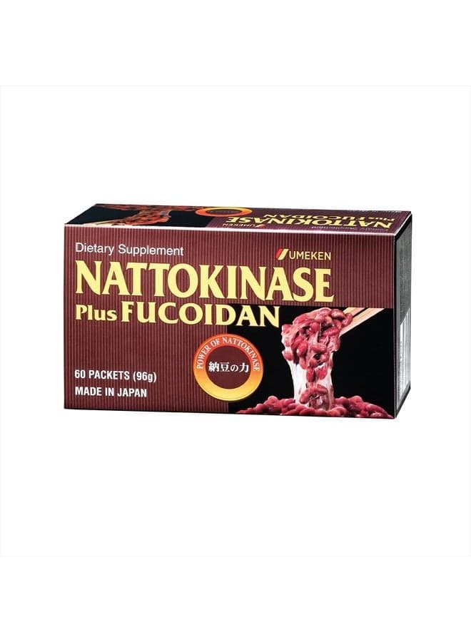 Nattokinase Plus Fucoidan for Circulatory Support - 2500FU Natto, Supports Healthy Blood Pressure, Health and Wellness Supplements, 60 Packets